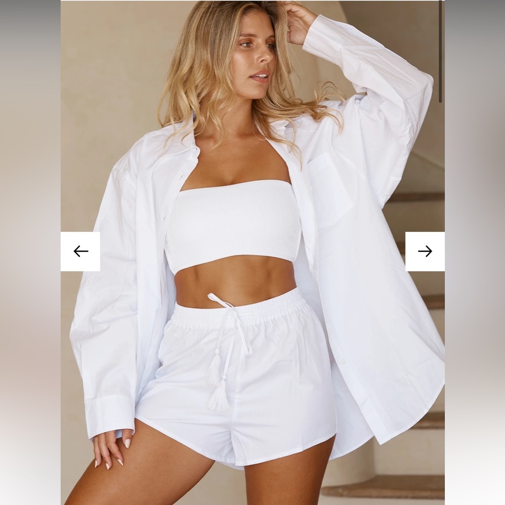 monday swimwear la jolla white cotton bikini cover up shorts size (P) XS NEW - Picture 4 of 11
